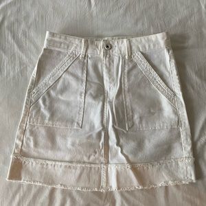 White denim cargo skirt